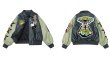 画像8: Sun motif leather jacket embroidery BASEBALL JACKET baseball uniform jacket blouson  ユニセックス 男女兼用太陽サン刺繍スタジアムジャンパー スタジャン MA-1 ボンバー ジャケット ブルゾン (8)