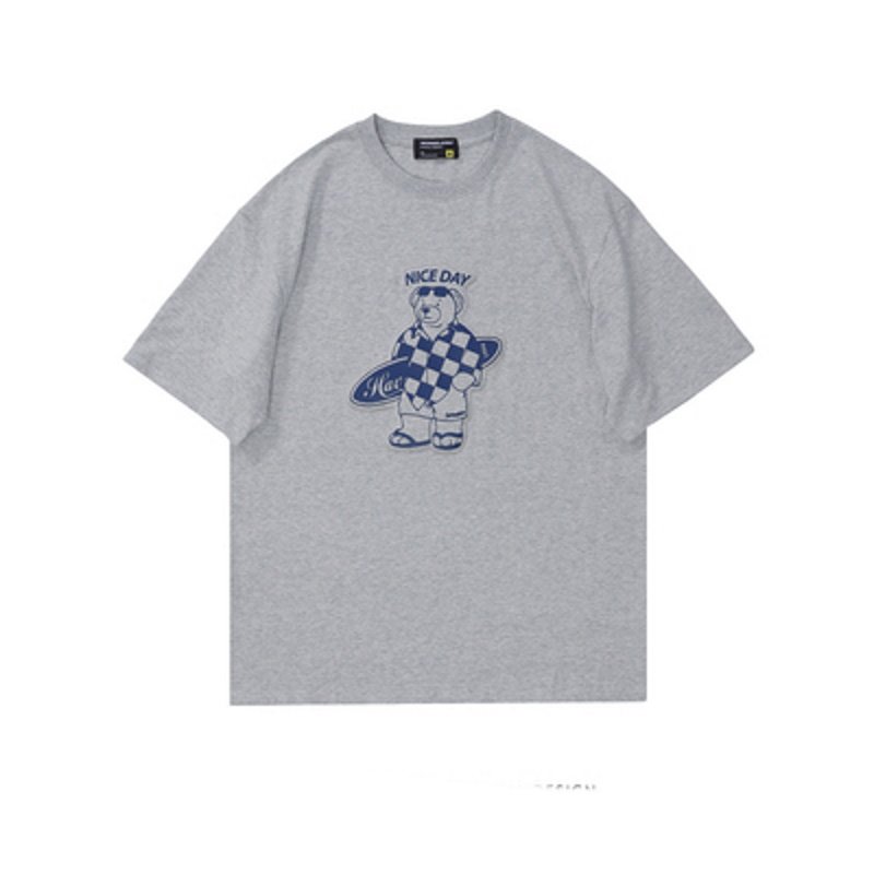 画像3: Damier Surfing Bear Print Tshirts  男女兼用  ダミエサーファーベア熊プリント 半袖 Tシャツ (3)