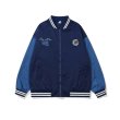 画像3: Border bearembroidery jacket embroidery BASEBALL JACKET baseball uniform jacket blouson  ユニセックス 男女兼用ボーダーベア熊スタジアムジャンパー スタジャン MA-1 ボンバー ジャケット ブルゾンウインドブレーカー (3)