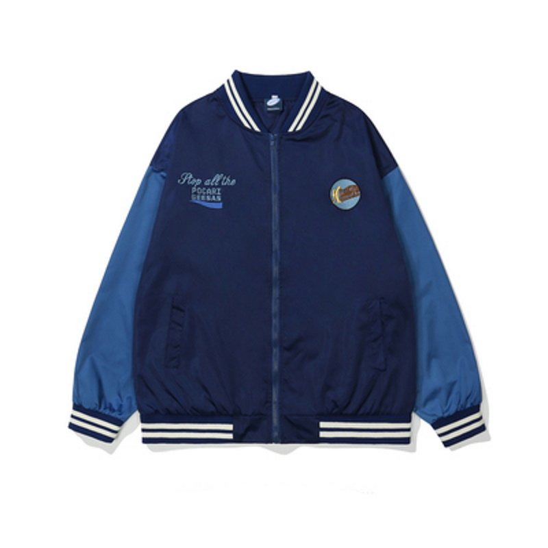 画像3: Border bearembroidery jacket embroidery BASEBALL JACKET baseball uniform jacket blouson  ユニセックス 男女兼用ボーダーベア熊スタジアムジャンパー スタジャン MA-1 ボンバー ジャケット ブルゾンウインドブレーカー (3)