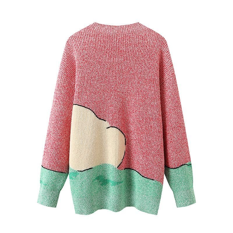 【オーダー品】ダンボ様 Women's Dumbo Elephant Cool Neck SweaterLong Sleeve Pullover