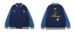 画像5: Border bearembroidery jacket embroidery BASEBALL JACKET baseball uniform jacket blouson  ユニセックス 男女兼用ボーダーベア熊スタジアムジャンパー スタジャン MA-1 ボンバー ジャケット ブルゾンウインドブレーカー (5)