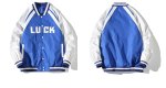 画像3: letter LUCK embroidery jacket embroidery BASEBALL JACKET baseball uniform jacket blouson  ユニセックス 男女兼用LUCKスタジアムジャンパー スタジャン MA-1 ボンバー ジャケット ブルゾンウインドブレーカー (3)