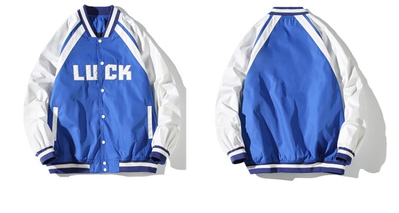 画像3: letter LUCK embroidery jacket embroidery BASEBALL JACKET baseball uniform jacket blouson  ユニセックス 男女兼用LUCKスタジアムジャンパー スタジャン MA-1 ボンバー ジャケット ブルゾンウインドブレーカー (3)