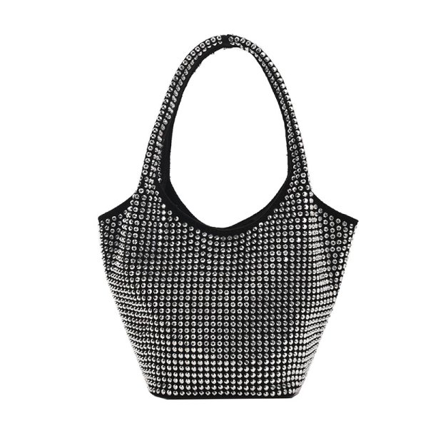 画像1: Diamond-studded bucket Tote shoulder Bag  即納ラインストーンバケットトート ショルダーバッグ  (1)