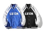 画像5: letter LUCK embroidery jacket embroidery BASEBALL JACKET baseball uniform jacket blouson  ユニセックス 男女兼用LUCKスタジアムジャンパー スタジャン MA-1 ボンバー ジャケット ブルゾンウインドブレーカー (5)