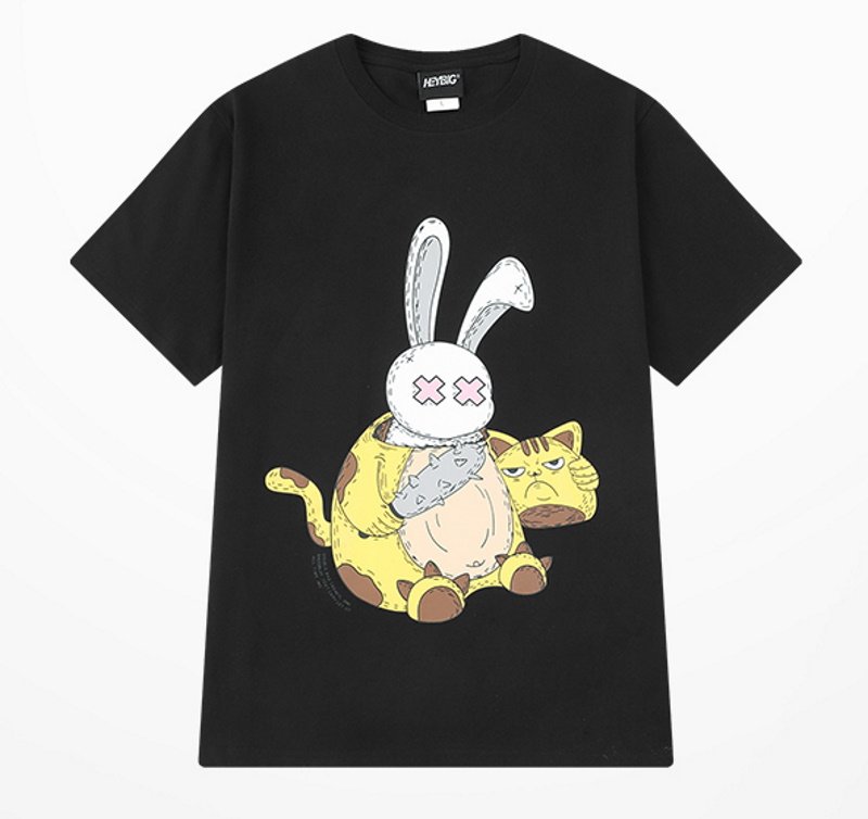 画像3: Transform from a rabbit to a tiger Print Tshirts  男女兼用  ラビット変身タイガープリント 半袖 Tシャツ (3)