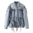 画像3: women's loose bow tie irregular hollow top Denim  G Jean jacket 　イレギュラー ボウタイデニムGジャン ジャケット (3)