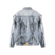 画像8: women's loose bow tie irregular hollow top Denim  G Jean jacket 　イレギュラー ボウタイデニムGジャン ジャケット (8)