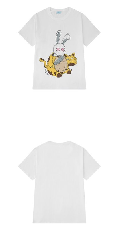 画像4: Transform from a rabbit to a tiger Print Tshirts  男女兼用  ラビット変身タイガープリント 半袖 Tシャツ (4)