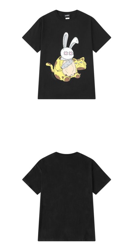 画像6: Transform from a rabbit to a tiger Print Tshirts  男女兼用  ラビット変身タイガープリント 半袖 Tシャツ (6)