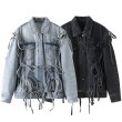 画像4: women's loose bow tie irregular hollow top Denim  G Jean jacket 　イレギュラー ボウタイデニムGジャン ジャケット (4)