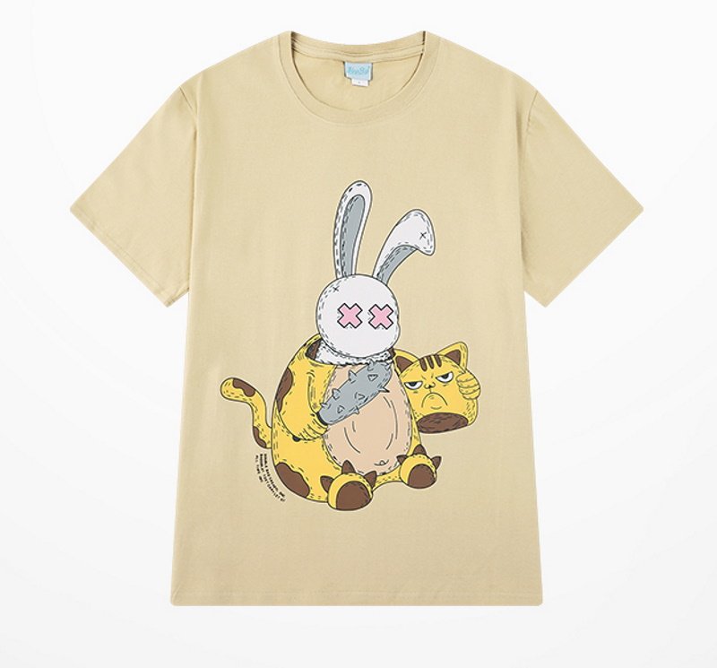 画像2: Transform from a rabbit to a tiger Print Tshirts  男女兼用  ラビット変身タイガープリント 半袖 Tシャツ (2)