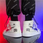 画像2: Muddy raindrop swoosh x Astronaut High Cut Lace-up Sneakers High Top Sneakers　雨だれスウォッシュ×宇宙飛行士ハイカットレザー スニーカー レースアップ (2)