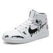 画像1: Muddy raindrop swoosh x Astronaut High Cut Lace-up Sneakers High Top Sneakers　雨だれスウォッシュ×宇宙飛行士ハイカットレザー スニーカー レースアップ (1)