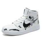 画像1: Muddy raindrop swoosh x Astronaut High Cut Lace-up Sneakers High Top Sneakers　雨だれスウォッシュ×宇宙飛行士ハイカットレザー スニーカー レースアップ (1)
