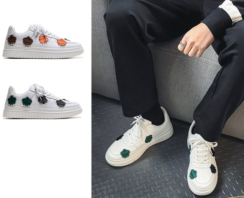 画像3: Leather lace-up flower motif Lace-up Sneakers フラワーモチーフポイントレザースニーカー レースアッープ スニーカー (3)