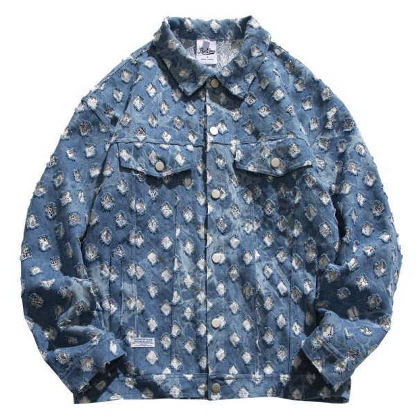 画像1: Damage pattern denim G Jean jacket blouson  ユニセックス 男女兼用ダメージ模様デニムGジャン ジャケット ブルゾン (1)