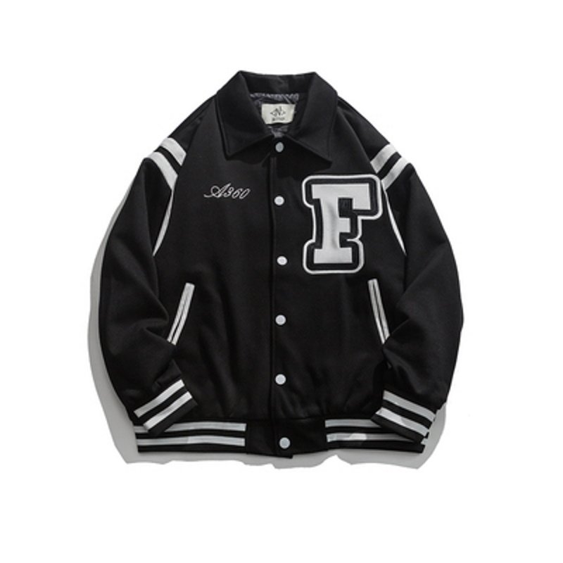 90s GUESS レザー スタジャン バーシティジャケット ロゴ ブルゾン Lui's（ルイス）の「“R”ロゴ ヴァーシティージャケット