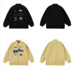 画像5: towel embroidered flocking letter jacket blouson  ユニセックス 男女兼用レター刺繍モーターバイクジャケットスタジアムジャンパー スタジャン MA-1 ボンバー ジャケット ブルゾン (5)