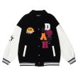 画像8: Alphabet logo & smile embroidery BASEBALL JACKET baseball uniform jacket blouson  ユニセックス 男女兼用アルファベットロゴ&スマイルエンブレムスタジアムジャンパー スタジャン MA-1 ボンバー ジャケット ブルゾン (8)