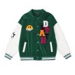 画像7: Alphabet logo & smile embroidery BASEBALL JACKET baseball uniform jacket blouson  ユニセックス 男女兼用アルファベットロゴ&スマイルエンブレムスタジアムジャンパー スタジャン MA-1 ボンバー ジャケット ブルゾン (7)