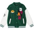 画像1: Alphabet logo & smile embroidery BASEBALL JACKET baseball uniform jacket blouson  ユニセックス 男女兼用アルファベットロゴ&スマイルエンブレムスタジアムジャンパー スタジャン MA-1 ボンバー ジャケット ブルゾン (1)