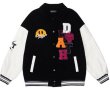 画像2: Alphabet logo & smile embroidery BASEBALL JACKET baseball uniform jacket blouson  ユニセックス 男女兼用アルファベットロゴ&スマイルエンブレムスタジアムジャンパー スタジャン MA-1 ボンバー ジャケット ブルゾン (2)