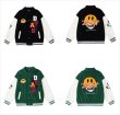 画像5: Alphabet logo & smile embroidery BASEBALL JACKET baseball uniform jacket blouson  ユニセックス 男女兼用アルファベットロゴ&スマイルエンブレムスタジアムジャンパー スタジャン MA-1 ボンバー ジャケット ブルゾン (5)