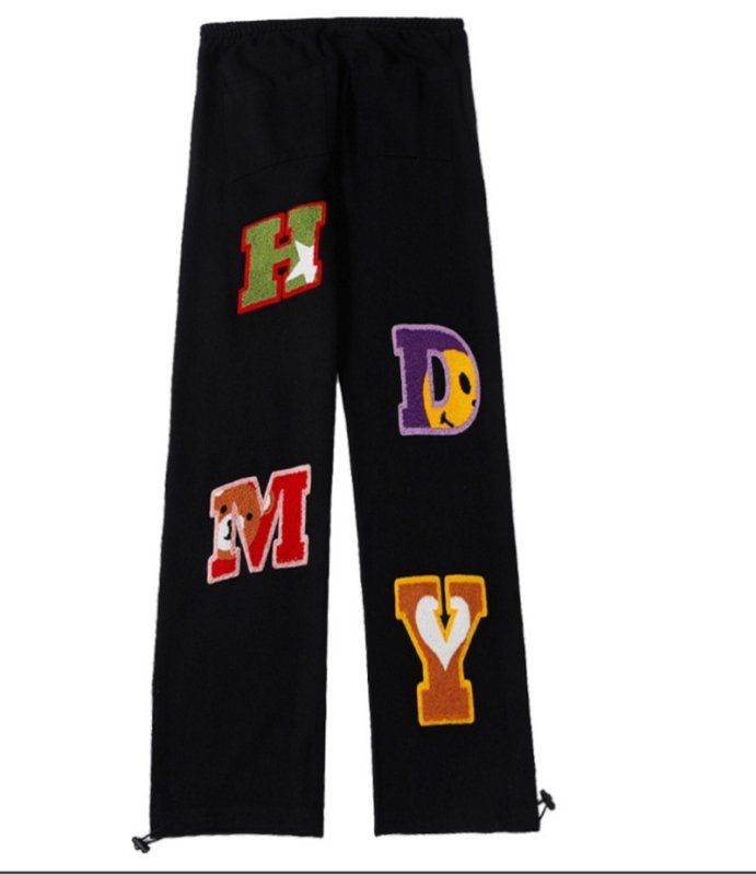 画像8: Unisex loose-fitting wide-leg pants American embroidered jeans denim trousers 　男女兼用ユニセックス レター刺繍ワイドレッグジーンズ (8)