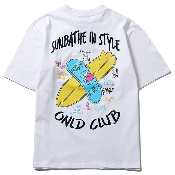 画像1: double skateboard short-sleeved Print Tshirts 　男女兼用ダブルスケートボードプリント 半袖 Tシャツ (1)