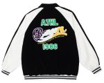 画像2: Loose gold velvet stitch  BASEBALL JACKET baseball uniform jacket blouson  ユニセックス 男女兼用ベルベットステッチジャケットスタジアムジャンパー スタジャン MA-1 ボンバー ジャケット ブルゾン (2)