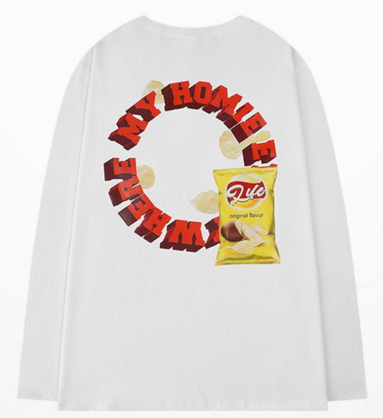 画像1: Circle Letter Logo & Potato Chips Sprint sweatshirt　ユニセックス男女兼用 サークルレターロゴ&ポテトチップスプリントスウェットトレーナー Tシャツ (1)