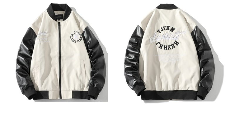 画像4: Logo stitch BASEBALL JACKET baseball uniform jacket blouson  ユニセックス 男女兼用ロゴステッチジャケットスタジアムジャンパー スタジャン MA-1 ボンバー ジャケット ブルゾン (4)