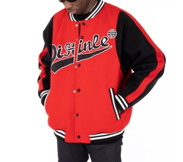 画像1: Men's Cotton Red Jacket BASEBALL JACKET baseball uniform jacket blouson  ユニセックス 男女兼用レッドコットンジャケットスタジアムジャンパー スタジャン MA-1 ボンバー ジャケット ブルゾン (1)
