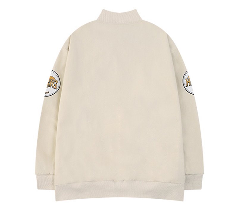 画像2: nostalzia embroidery BASEBALL JACKET baseball uniform jacket blouson  ユニセックス 男女兼用NOSTALGIAロゴコットンスタジアムジャンパー スタジャン MA-1 ボンバー ジャケット ブルゾン (2)