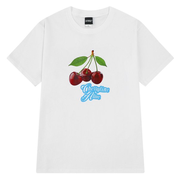 画像1: Cherry print Short Sleeve T-shirt　男女兼用ユニセックスチェリープリント半袖 Tシャツ (1)