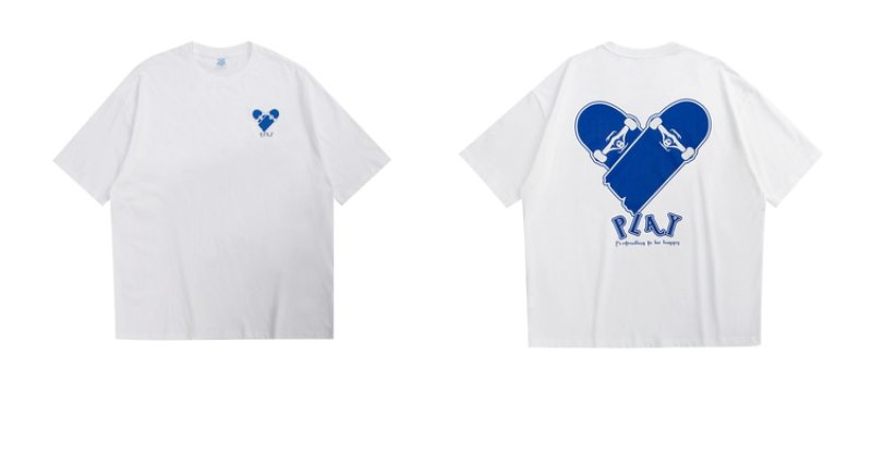 画像6: Heart skateboard Short Sleeve T-shirt ユニセックス男女兼用ハートスケートボードプリント半袖 Tシャツ (6)