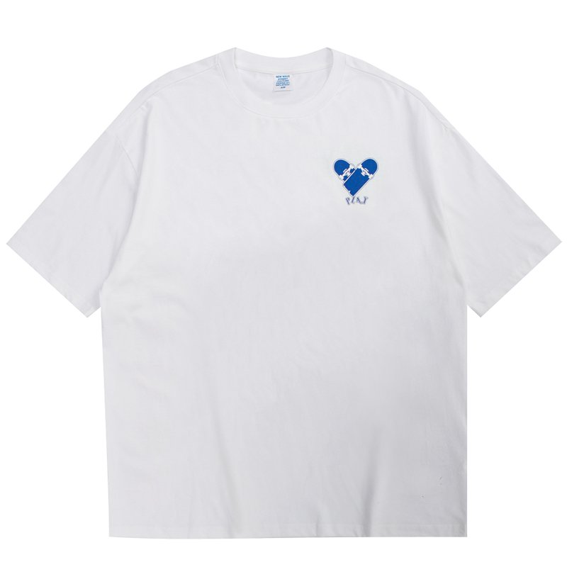 画像4: Heart skateboard Short Sleeve T-shirt ユニセックス男女兼用ハートスケートボードプリント半袖 Tシャツ (4)