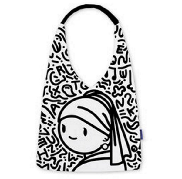 画像1: Girl with a Pearl Earring Homage Eco Bag Tote shoulder Bag  真珠の耳飾りの少女オマージュエコバッグトート ショルダーバッグ  (1)