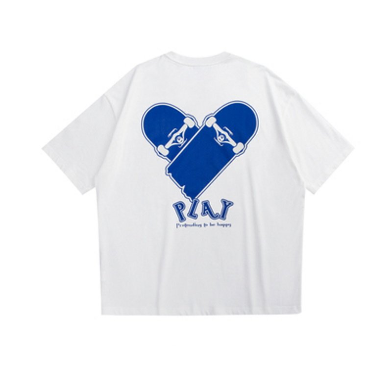 画像2: Heart skateboard Short Sleeve T-shirt ユニセックス男女兼用ハートスケートボードプリント半袖 Tシャツ (2)