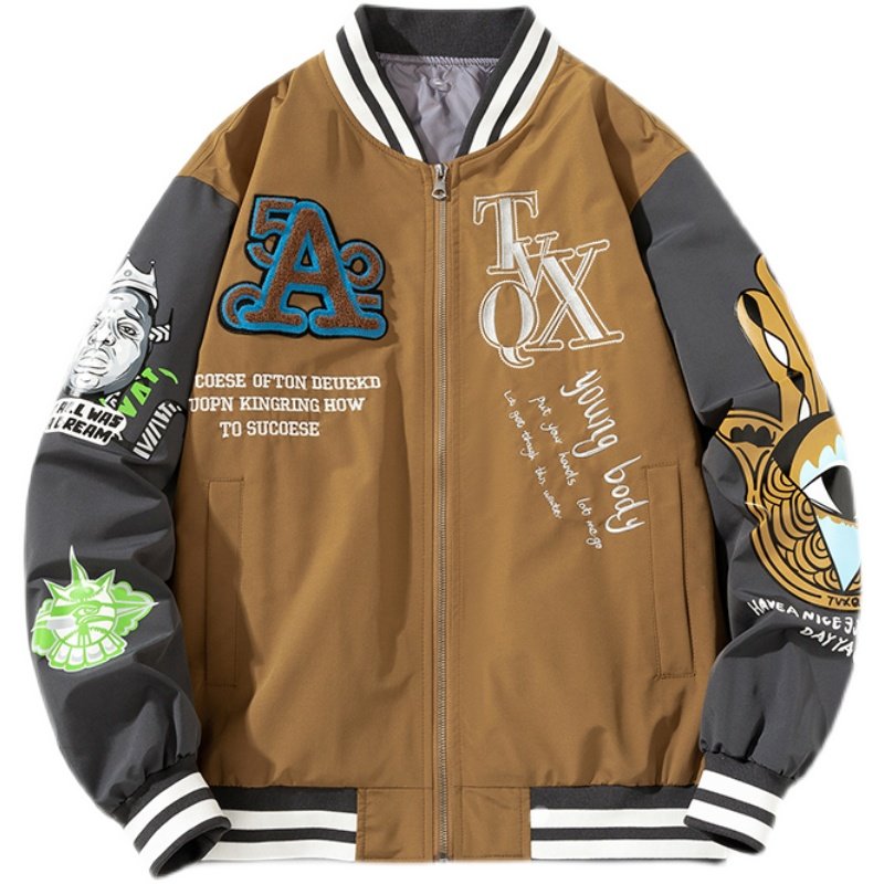 画像2: 77 number embroidery BASEBALL JACKET baseball uniform jacket blouson  ユニセックス 男女兼用77ナンバー刺繍コットンスタジアムジャンパー スタジャン MA-1 ボンバー ジャケット ブルゾン (2)