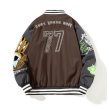 画像6: 77 number embroidery BASEBALL JACKET baseball uniform jacket blouson  ユニセックス 男女兼用77ナンバー刺繍コットンスタジアムジャンパー スタジャン MA-1 ボンバー ジャケット ブルゾン (6)