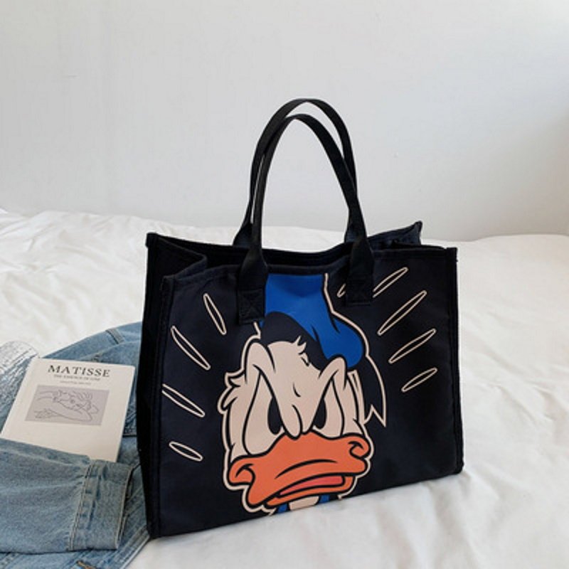 画像4: Mickey & Minnie & Donald Duck Canvas Tote Shoulder Bag ユニセックス男女兼用ミッキー&ミニー&ドナルドダックキャンバスエコトート ショルダーバッグ  (4)