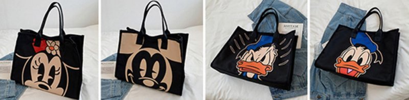 画像5: Mickey & Minnie & Donald Duck Canvas Tote Shoulder Bag ユニセックス男女兼用ミッキー&ミニー&ドナルドダックキャンバスエコトート ショルダーバッグ  (5)