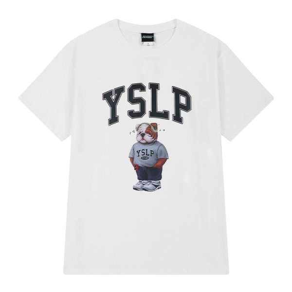 画像1: YSLP BulldogT-shirt 　ユニセックス 男女兼用YSLP ブルドッグプリント 半袖 Tシャツ (1)