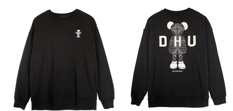 画像7:  men and women PaisleyKAWS DHU sweatshirt round neck Sweatshirt　ユニセックス男女兼用 DHUペイズリーカウズプリントスウェット パーカー トレーナー (7)