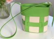 画像3: Splicing contrast color canvas woven bucket bag Tote Shoulder Bag　スプライシングコントラストカラーキャンバス織りバケットバッグ (3)