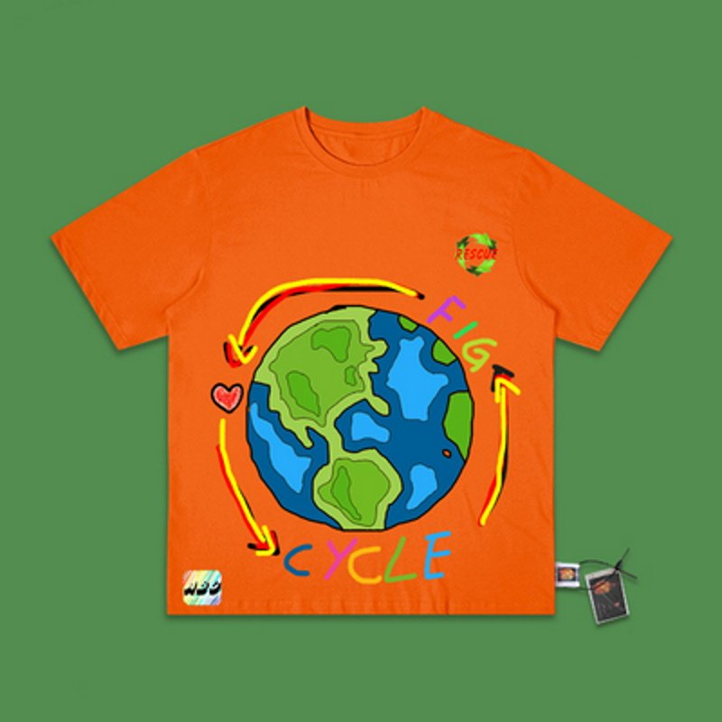 画像3: graffiti earth short-sleeved hand-painted T-shirt ユニセックス 男女兼用グラフィティアースプリント 半袖 Tシャツ (3)