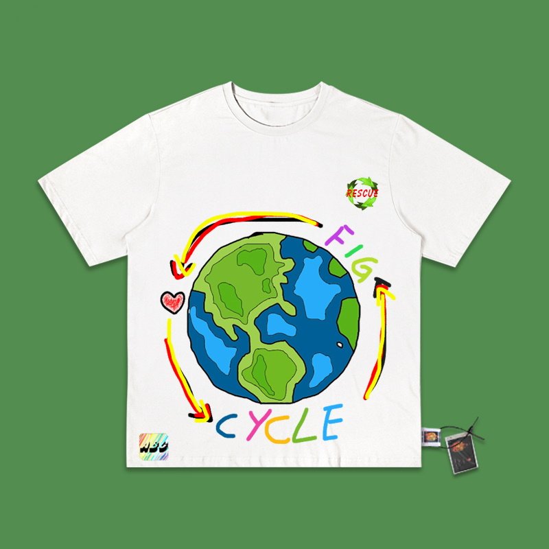 画像2: graffiti earth short-sleeved hand-painted T-shirt ユニセックス 男女兼用グラフィティアースプリント 半袖 Tシャツ (2)